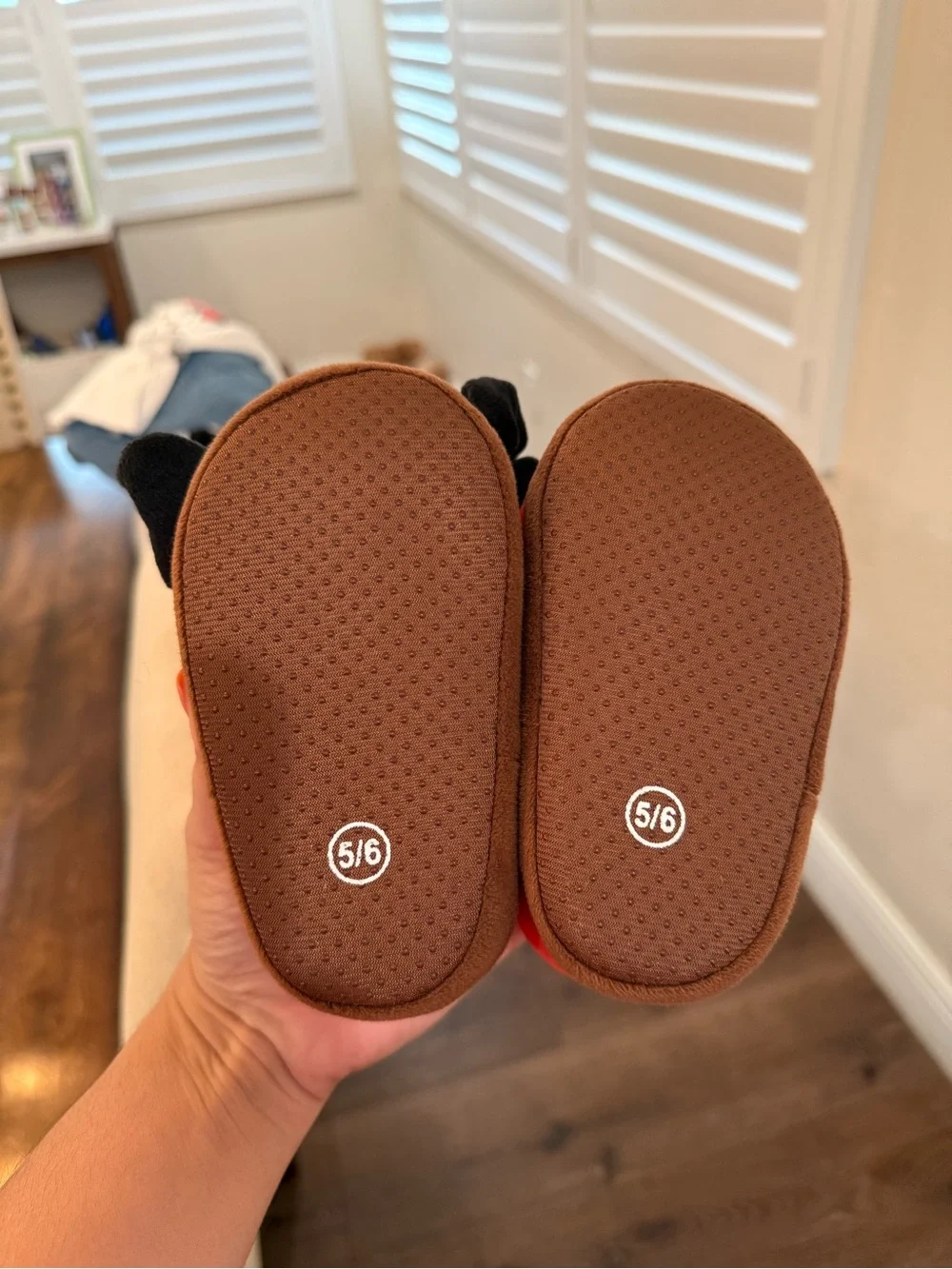 Moana Plush house slippers Pair - Red Tops with Brown Bases